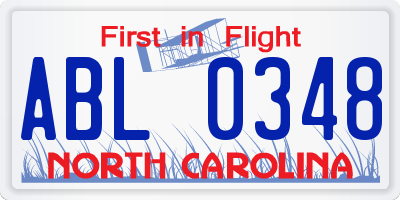 NC license plate ABL0348
