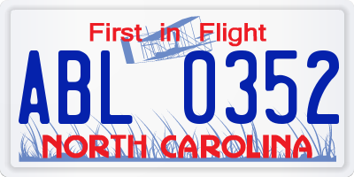 NC license plate ABL0352