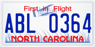 NC license plate ABL0364