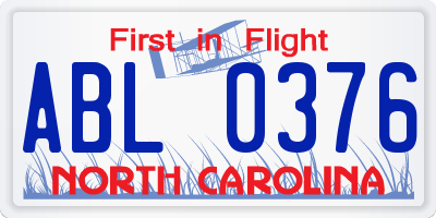 NC license plate ABL0376