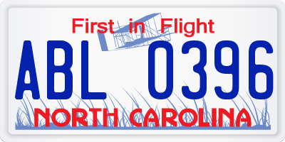 NC license plate ABL0396