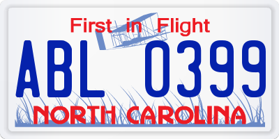 NC license plate ABL0399