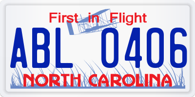 NC license plate ABL0406