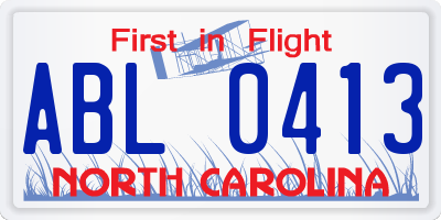 NC license plate ABL0413
