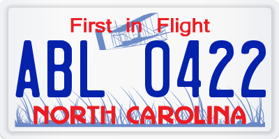 NC license plate ABL0422