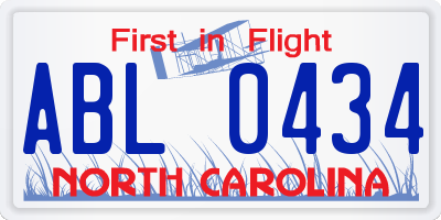 NC license plate ABL0434