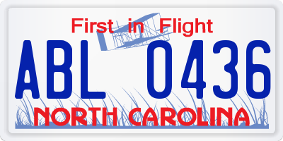 NC license plate ABL0436