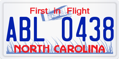 NC license plate ABL0438