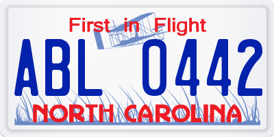 NC license plate ABL0442