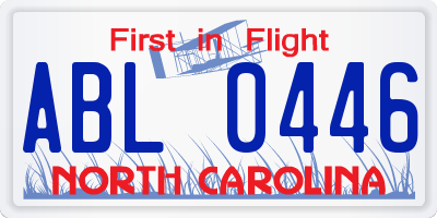 NC license plate ABL0446