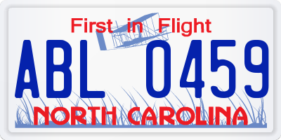 NC license plate ABL0459