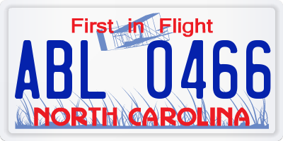 NC license plate ABL0466