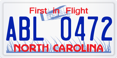 NC license plate ABL0472
