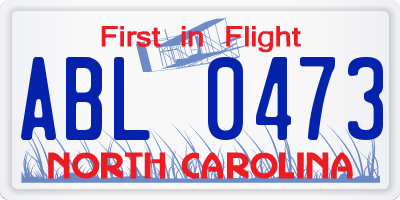 NC license plate ABL0473