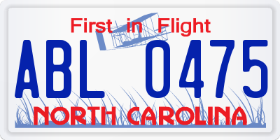 NC license plate ABL0475