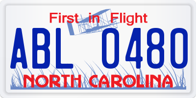 NC license plate ABL0480