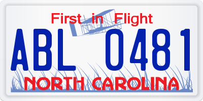 NC license plate ABL0481