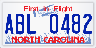NC license plate ABL0482