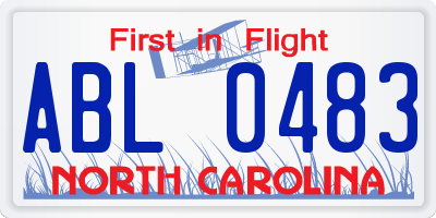 NC license plate ABL0483