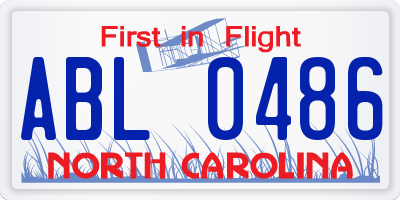NC license plate ABL0486