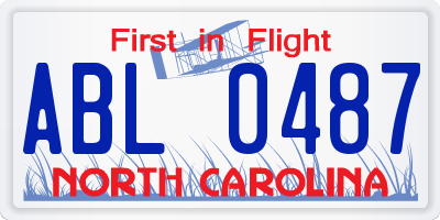 NC license plate ABL0487