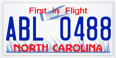 NC license plate ABL0488