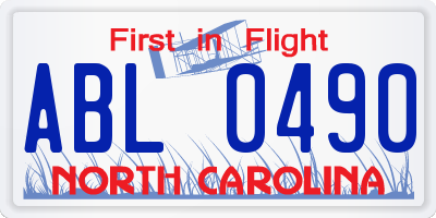 NC license plate ABL0490