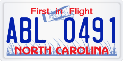 NC license plate ABL0491
