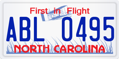 NC license plate ABL0495
