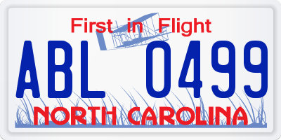 NC license plate ABL0499