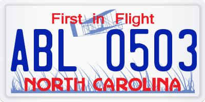 NC license plate ABL0503