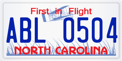 NC license plate ABL0504