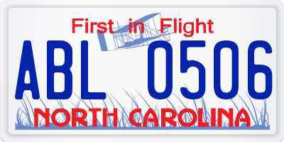 NC license plate ABL0506