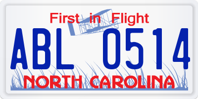NC license plate ABL0514
