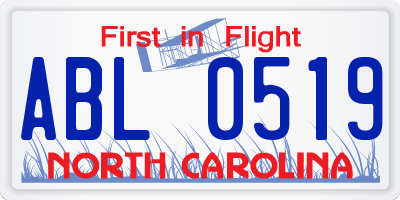 NC license plate ABL0519