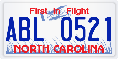 NC license plate ABL0521