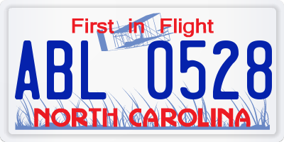 NC license plate ABL0528