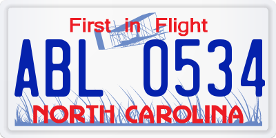 NC license plate ABL0534