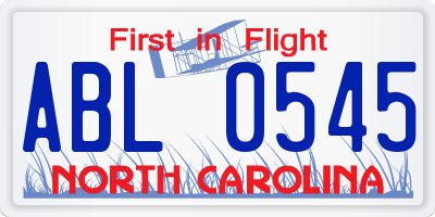 NC license plate ABL0545
