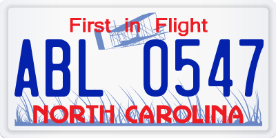 NC license plate ABL0547