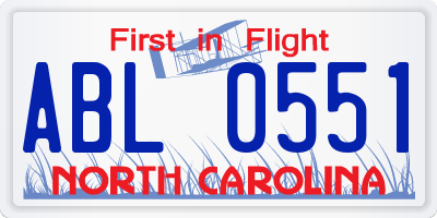NC license plate ABL0551