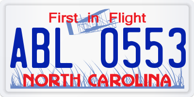 NC license plate ABL0553