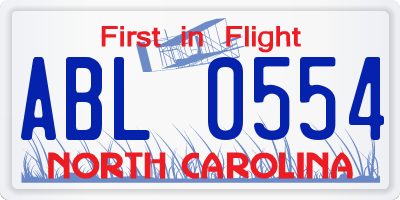 NC license plate ABL0554