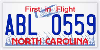 NC license plate ABL0559