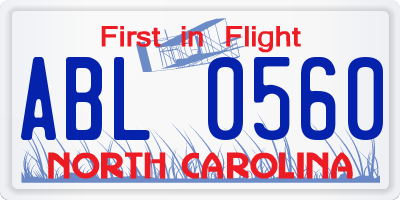 NC license plate ABL0560