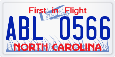 NC license plate ABL0566