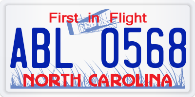 NC license plate ABL0568