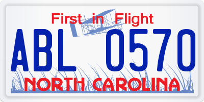 NC license plate ABL0570