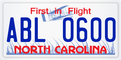 NC license plate ABL0600