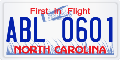 NC license plate ABL0601